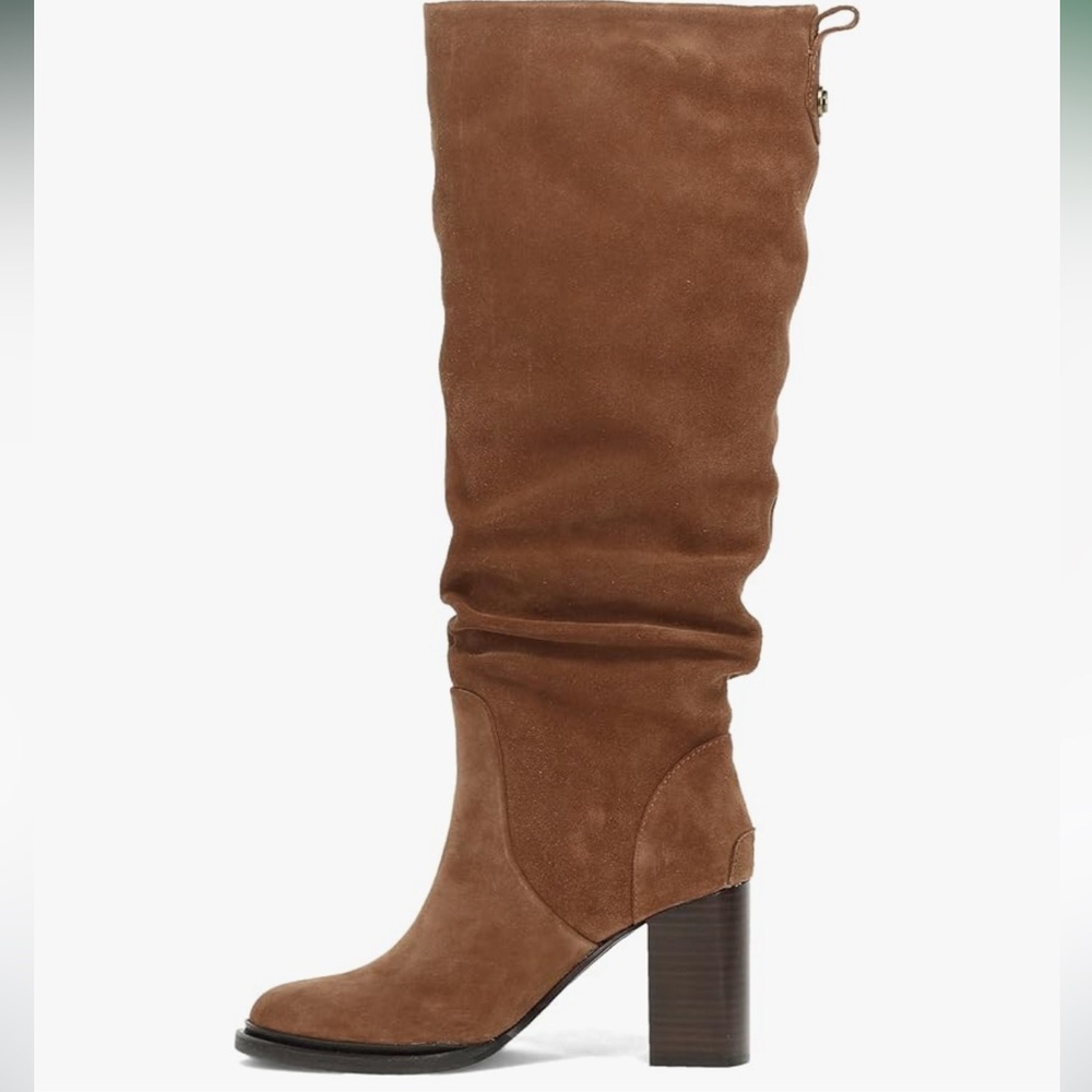 🆕 FRYE Wide Calf Alex Tall Boot Brown Suede Knee High Boho Vintage Style Heel 10 - Picture 4 of 12